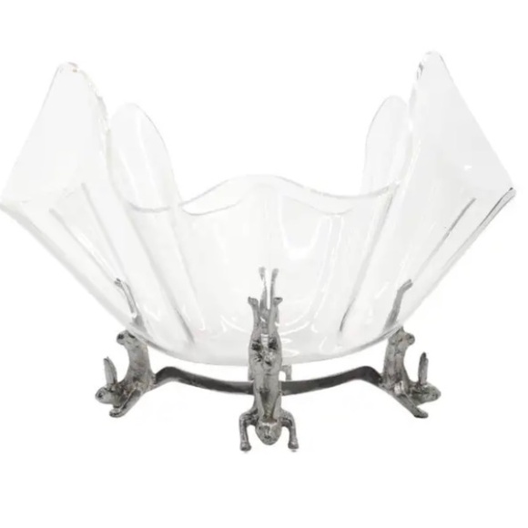 Arthur Court Vintage Handstand Bunny Rabbit Fluted Lucite Salad Fruit Bowl - Picture 2 of 11